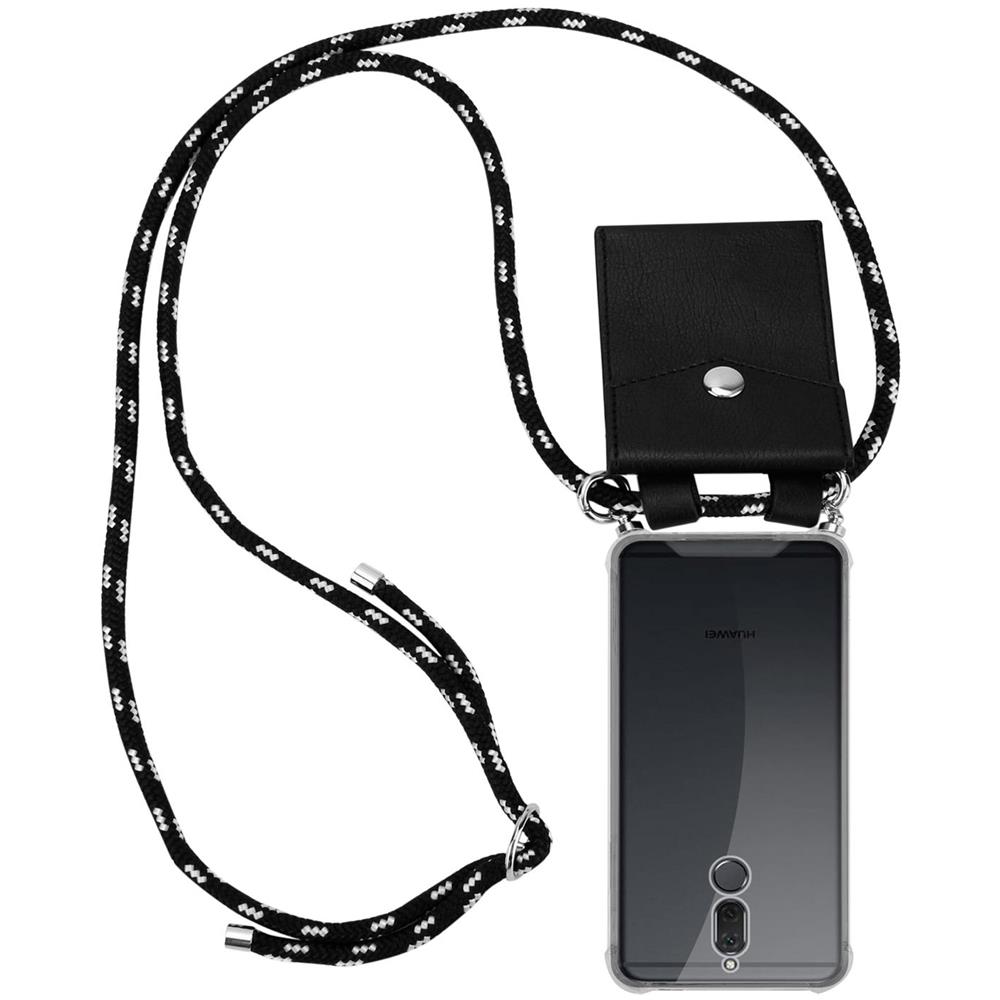 Catena Di Telefoni Cellulari Compatibile Con Huawei Mate 10 Lite In Nero Argento - Coperchio Protettivo In Silicone Con Anelli D'argento, Cinturino In Corda E Custodia Staccabile - Foto 1