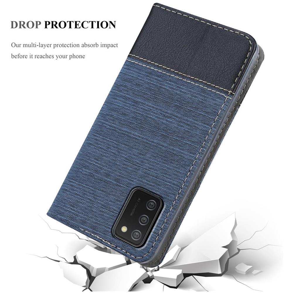 Custodia Compatibile Con Samsung Galaxy A02s In Blu Scuro Nero - Coperchio Protettiva Con Chiusura Magnetica, Funzione Stand E Tasca Per Le Carte - Foto 8