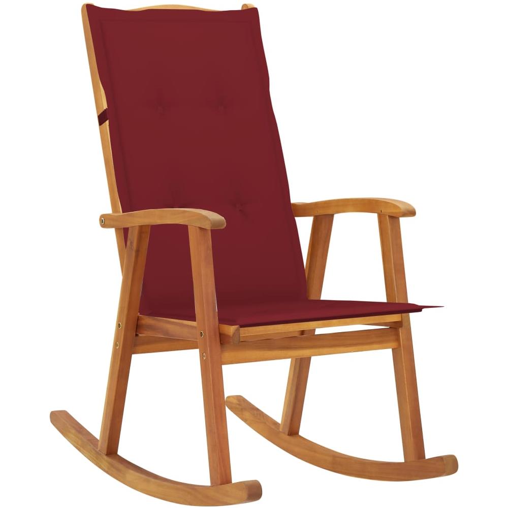 Sedia A Dondolo Con Cuscini In Legno Massello Di Acacia - Foto 1