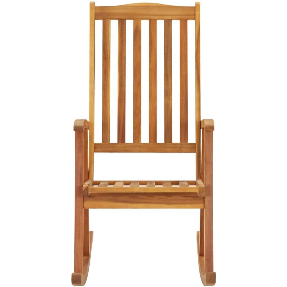 Sedia A Dondolo Con Cuscini In Legno Massello Di Acacia - Foto 6