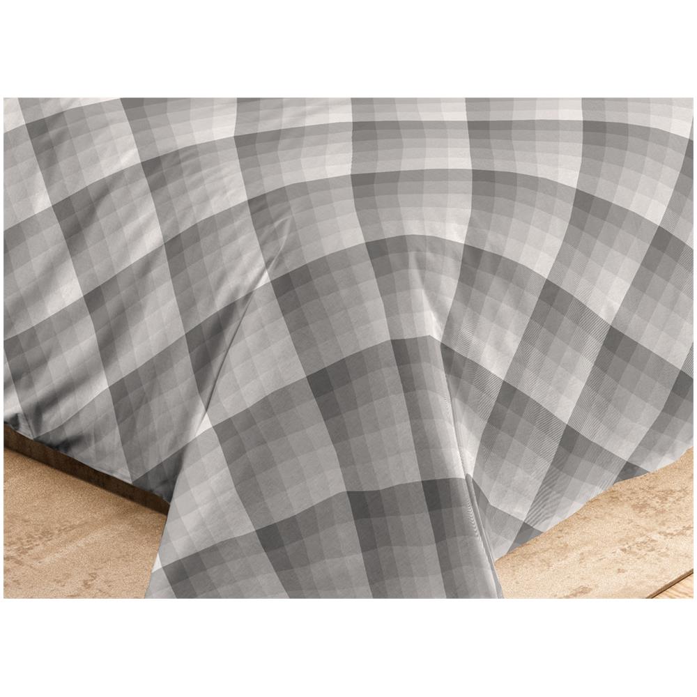 Sacco Copripiumino Microfibra Letto Matrimoniale A Quadri Rombi Edimburgo Grigio   - Foto 2