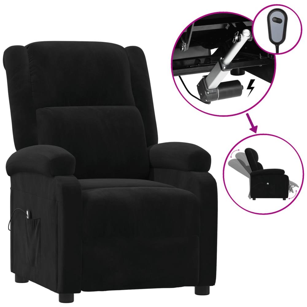 Poltrona Elettrica Reclinabile Nera In Velluto - Foto 1