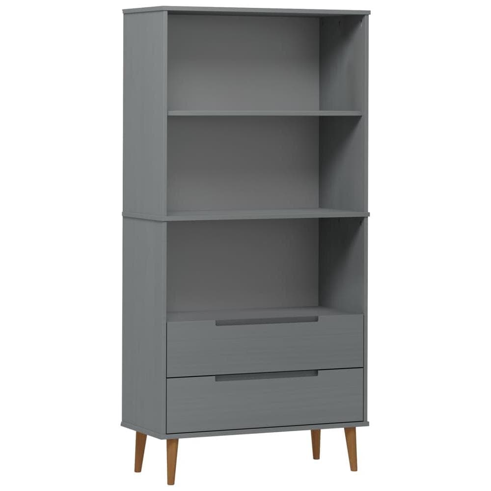 Libreria Grigia 85x35x170,5 Cm Legno Massello Di Pino - Foto 2
