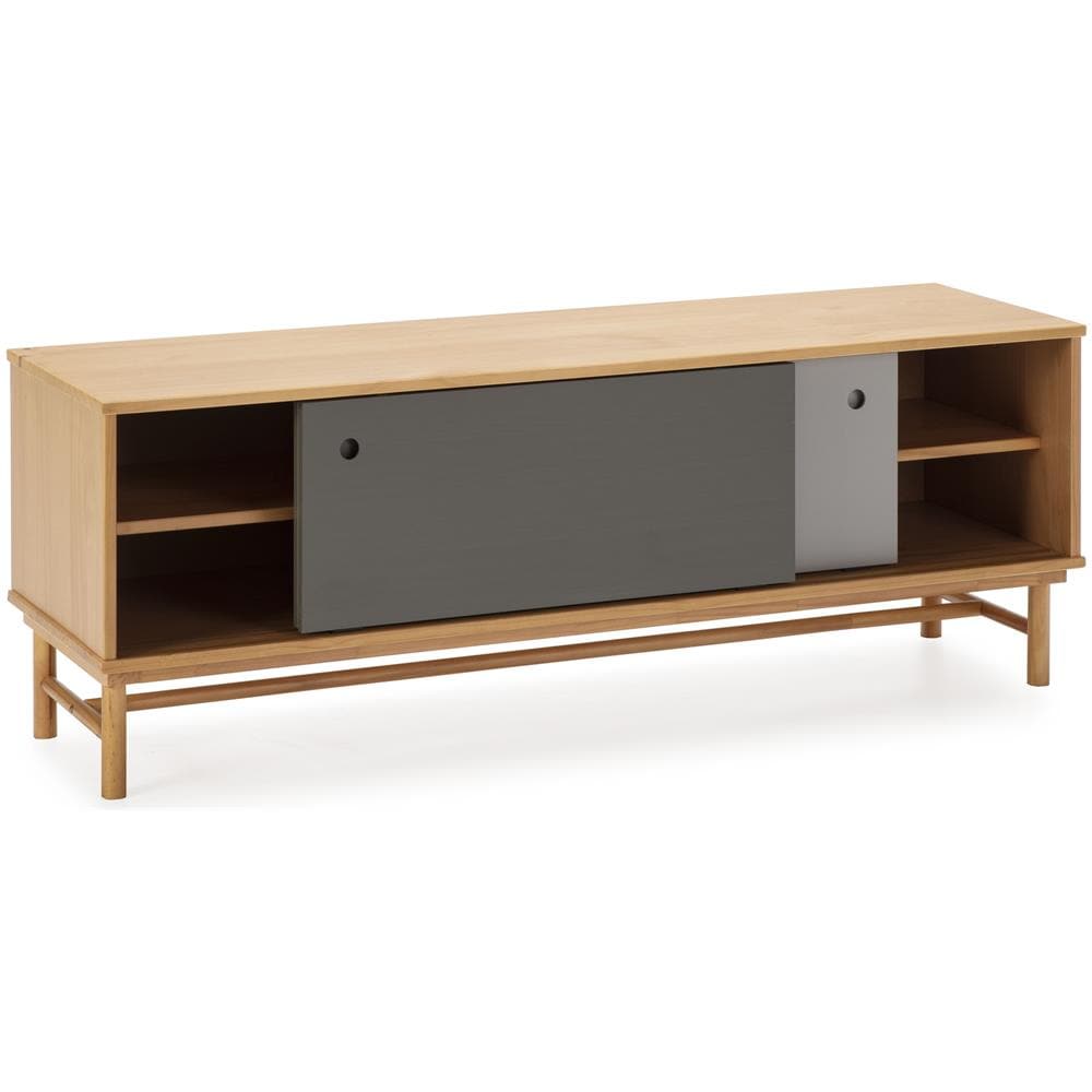 Mobile Tv Magnus 2 Ante Scorrevoli Colore Grigio, Legno Massello, 140 Cm (larghezza) 40 Cm (profondità) 50 Cm (altezza) - Foto 2