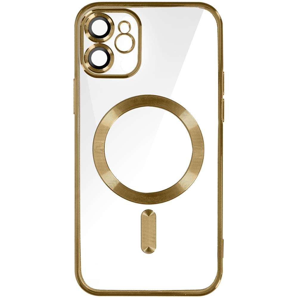Cover Magsafe Per Iphone 11 Silicone Protezione Fotocamera Bordo Cromato Oro - Foto 1