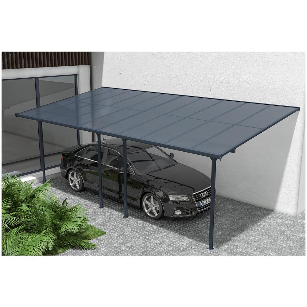Pergola Addossata /posto Auto Coperto 18m² Kleo 600l300 Alluminio Grigio - Foto 1