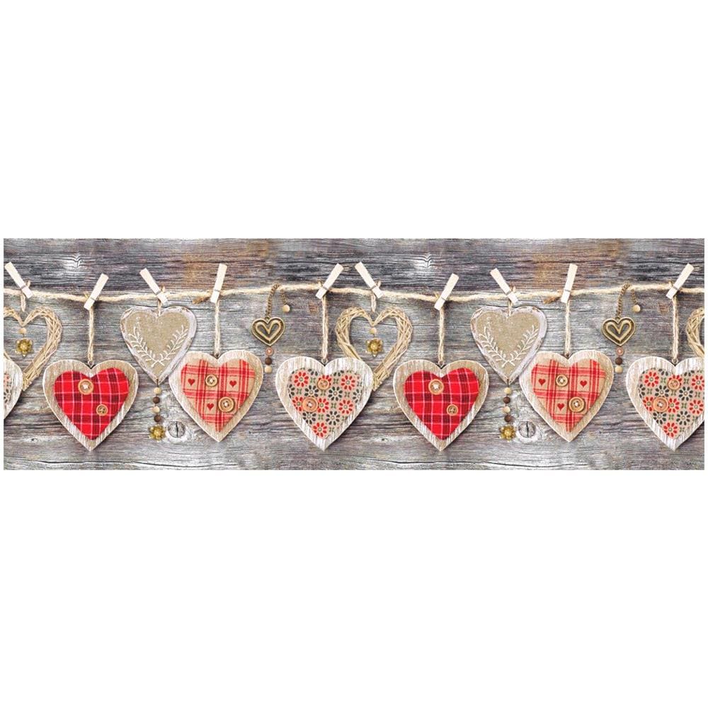 Tappeto Passatoia Cucina Antiscivolo Stampa Digitale Dis Cuori Appeso Rosso 50x230 Rosso - Foto 2