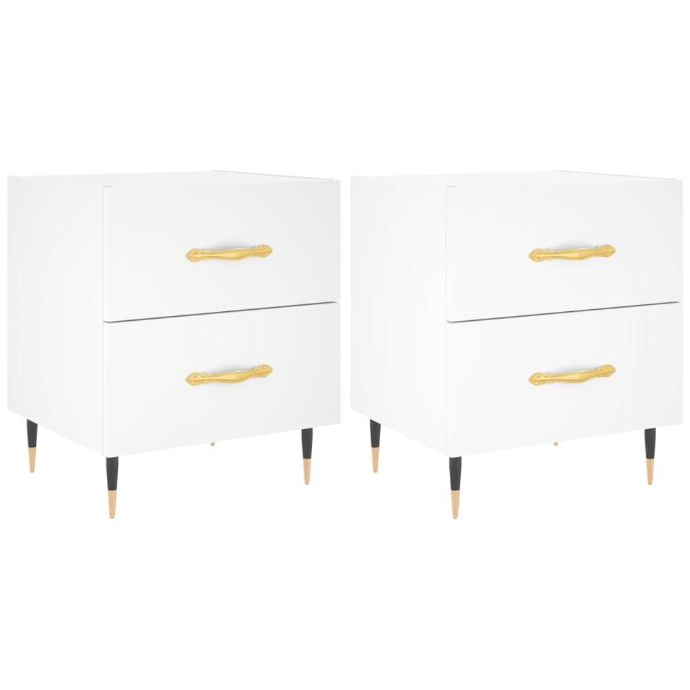 Comodini 2 Pz Bianchi 40x35x47,5 Cm In Legno Multistrato - Foto 2