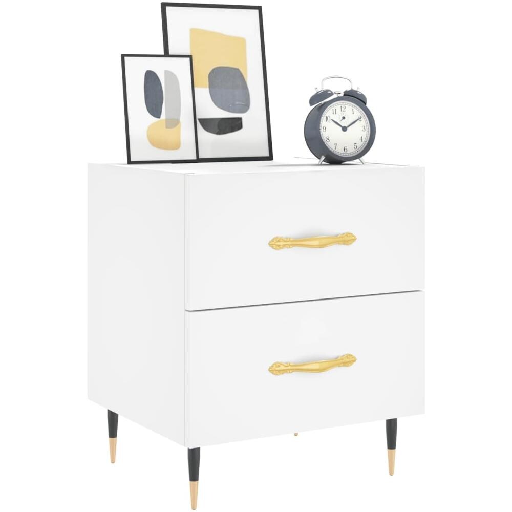 Comodini 2 Pz Bianchi 40x35x47,5 Cm In Legno Multistrato - Foto 3