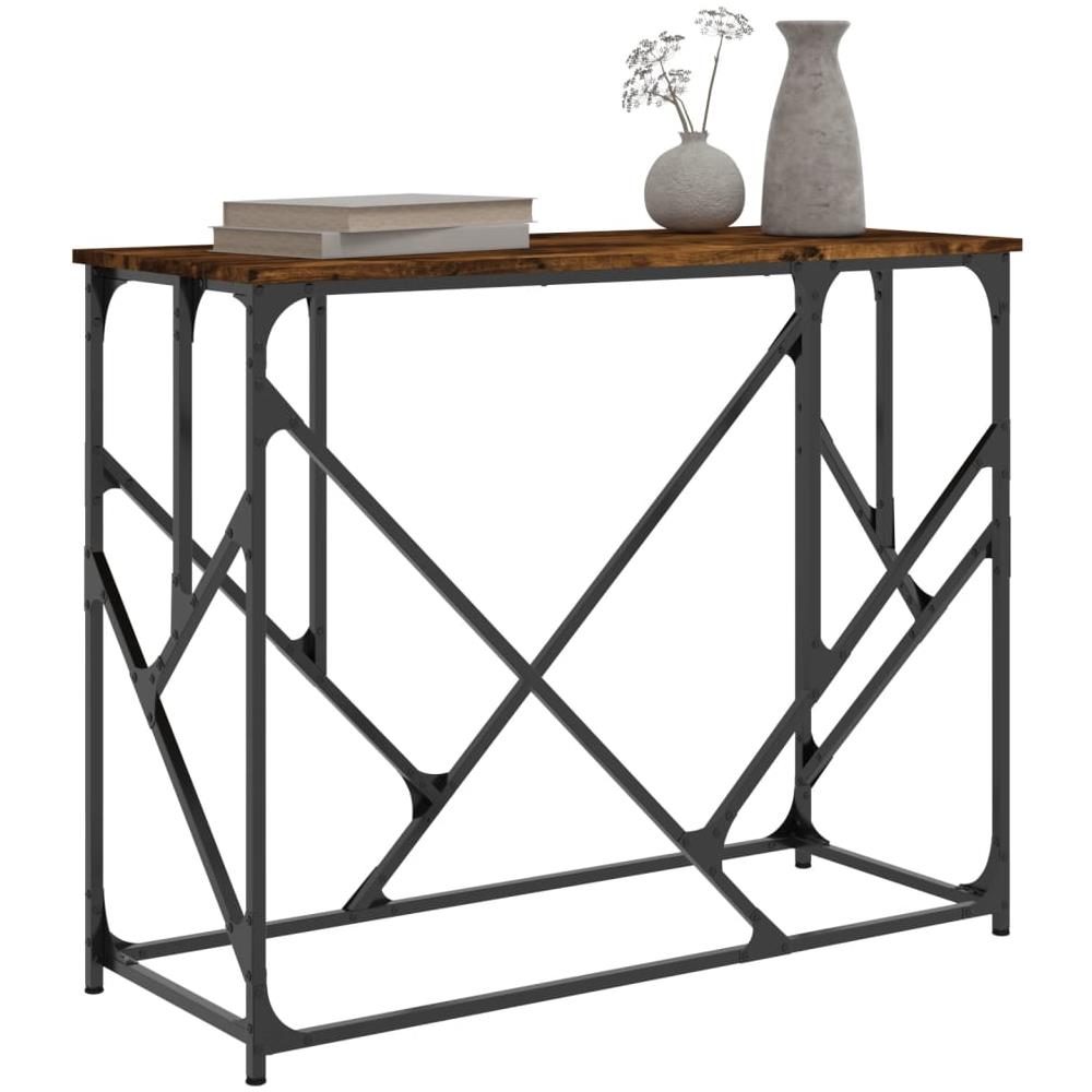 Tavolo Consolle Rovere Fumo 100x40x80 Cm In Legno Multistrato - Foto 3