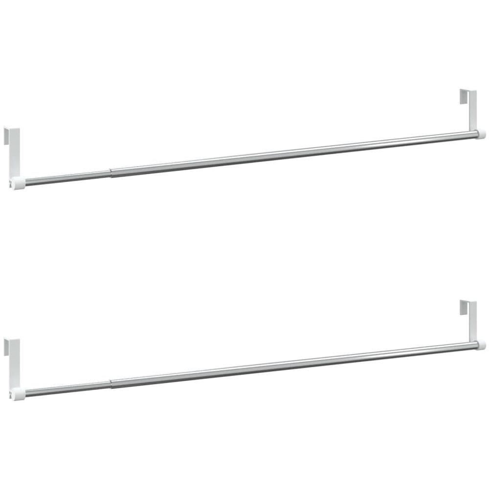 Binari Per Tende 2 Pz Bianco E Argento 60-105 Cm Alluminio - Foto 2