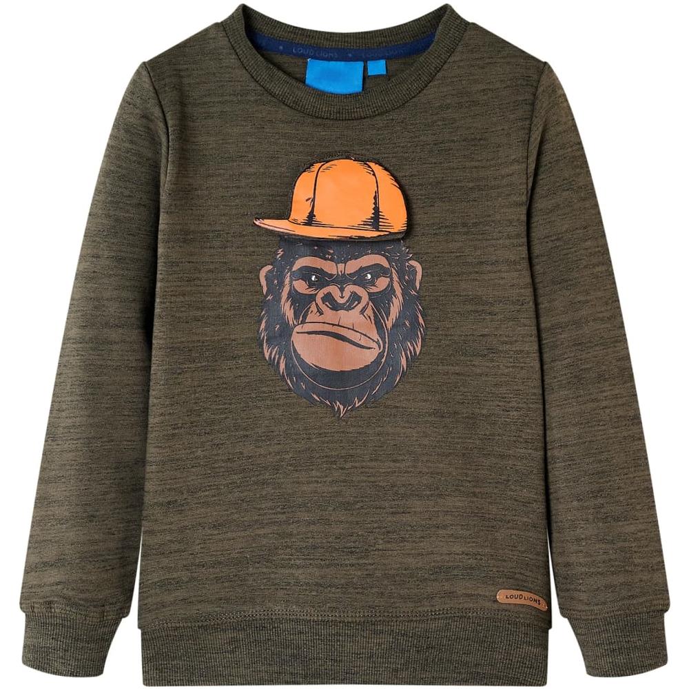 Felpa Da Bambino Con Stampa Gorilla Cachi Scuro Mélange 104 - Foto 1