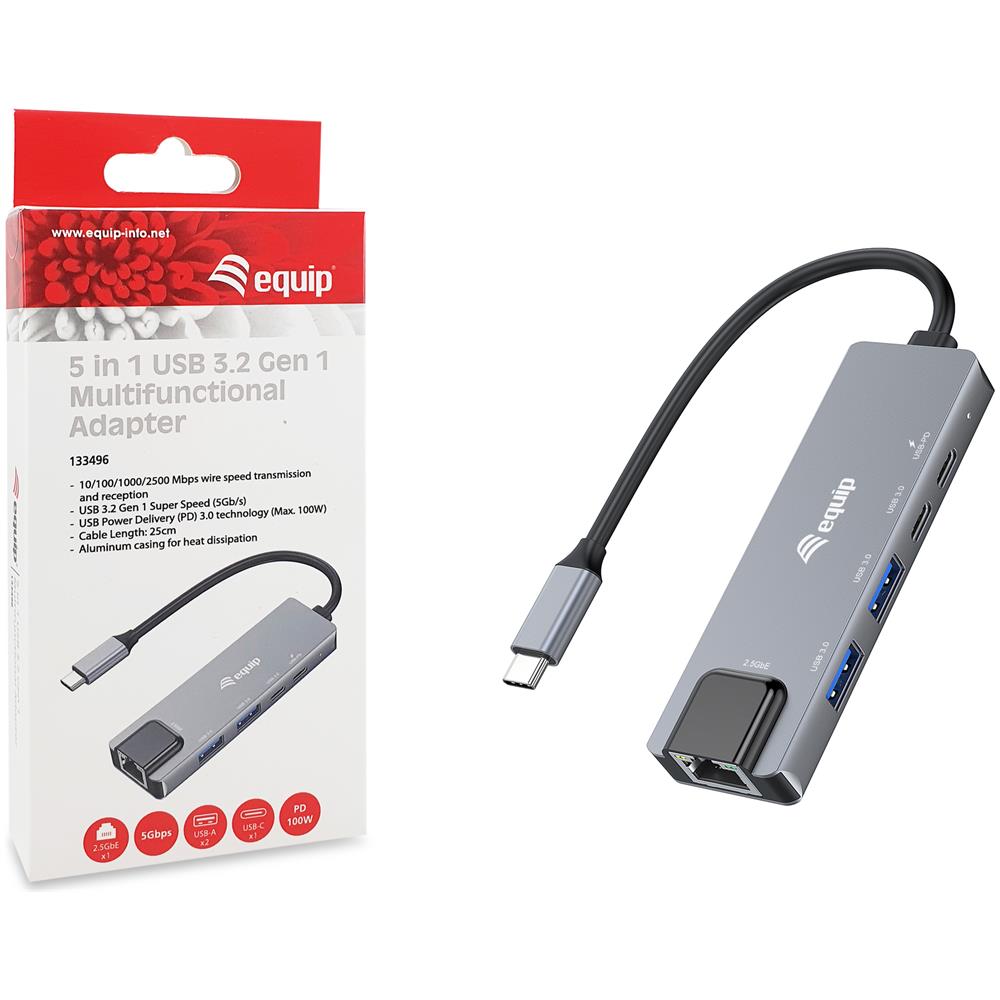 133496 Adattatore Multifunzione 5 in 1, 2,5GbE, USB-A x 2, USB-C x 1, USB-C, 100W USB PD - Foto 9