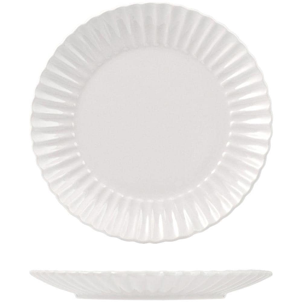 Set 6 piatti piani Lotus in stoneware bianco cm 27 - Foto 1