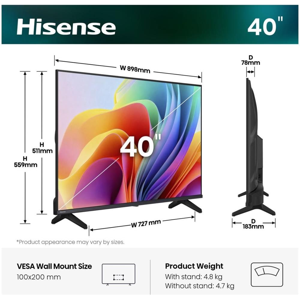 40" LED Vidaa U A4 SERIES 40A49S Black - Foto 3