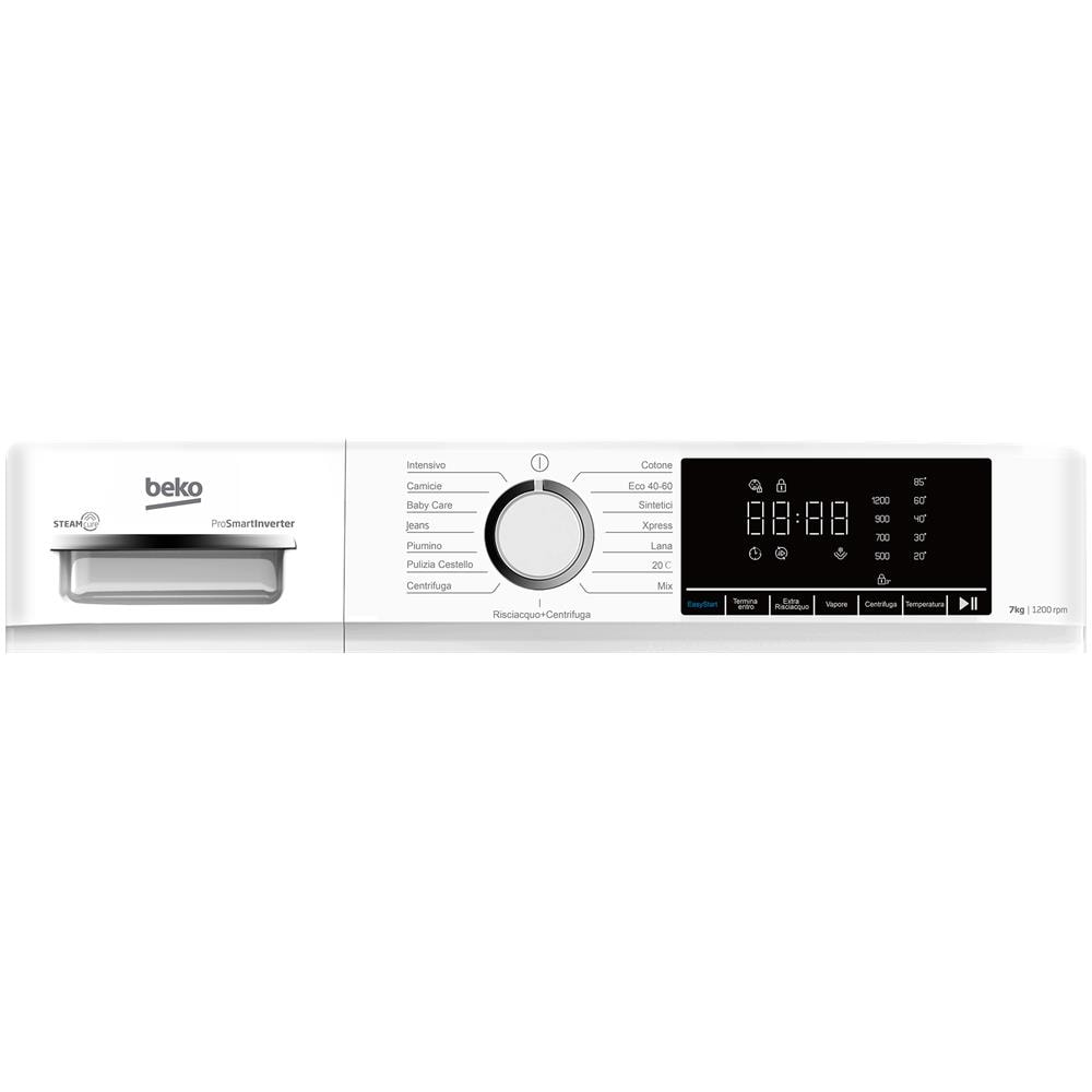 b100 BMX7126DB 7kg classe A bianco, inverter 1200 giri, display XL, oblò nero, funzione vapore - Foto 11