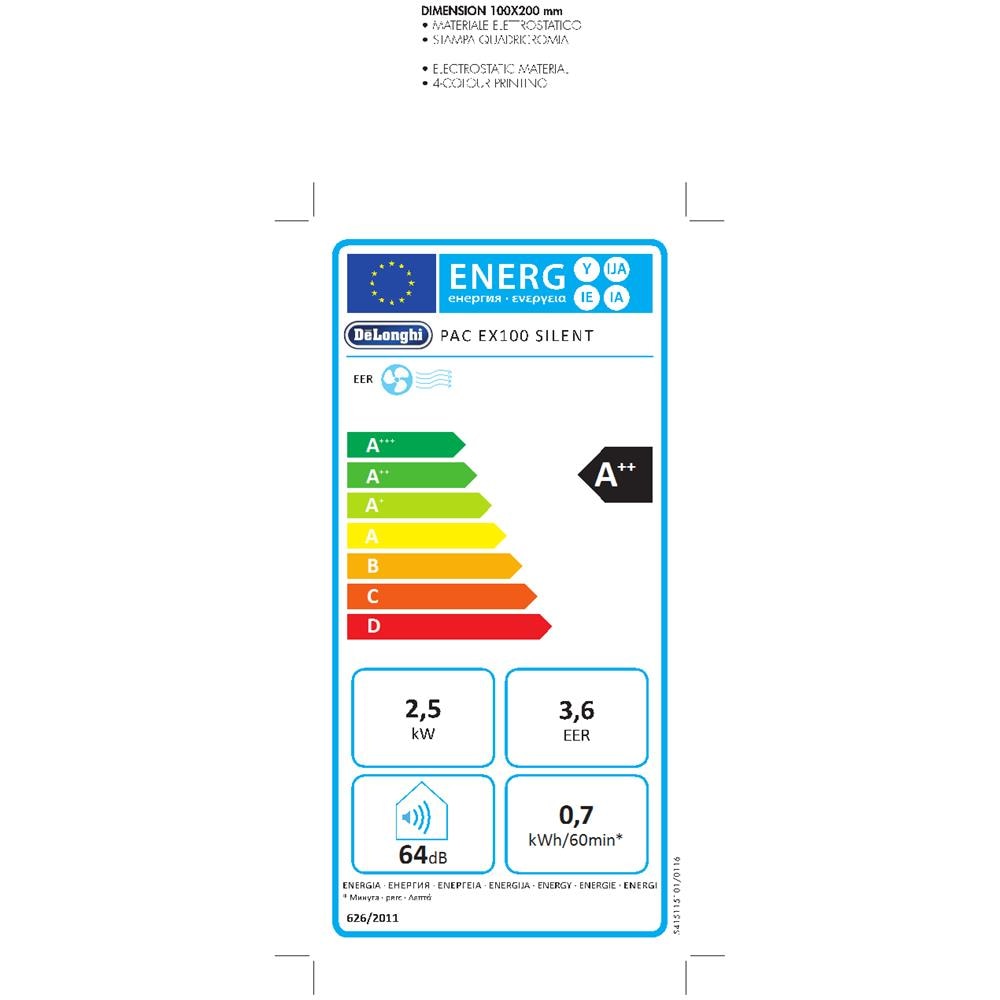 PAC EX100SILENT Condizionatore Portatile Capacità di Raffreddamento 10000 BTU / h Classe A++ - Foto 1
