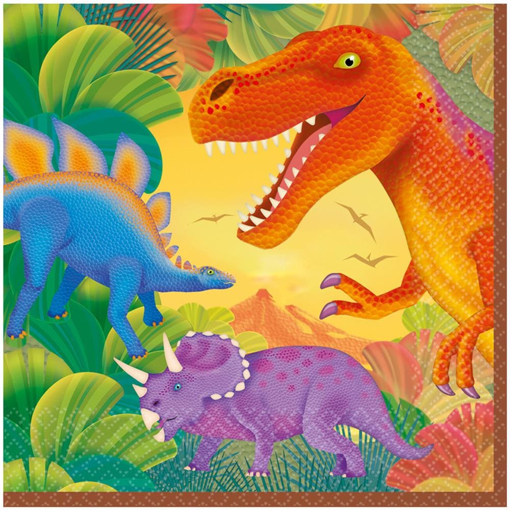 16 Tovaglioli Di Carta Dinosauro 33 X 33 Cm Taglia Unica - Foto 1