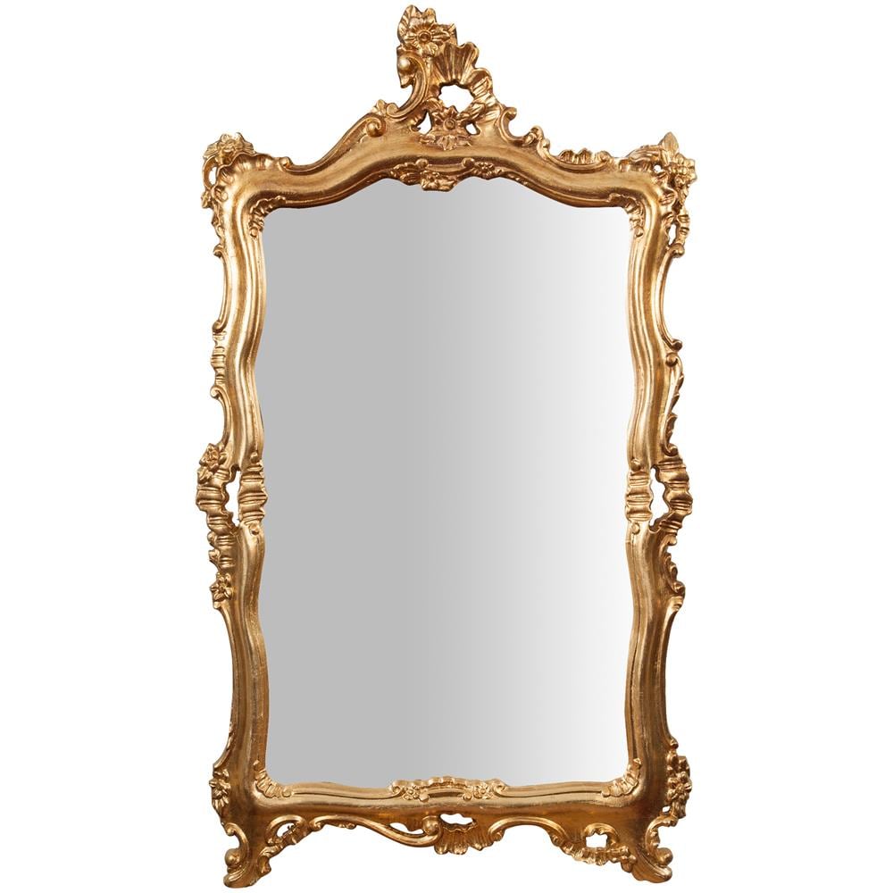 Specchiera Da Parete In Legno Finitura Foglia Oro Anticato Made In Italy L68xpr5,5xh122 Cm - Foto 1