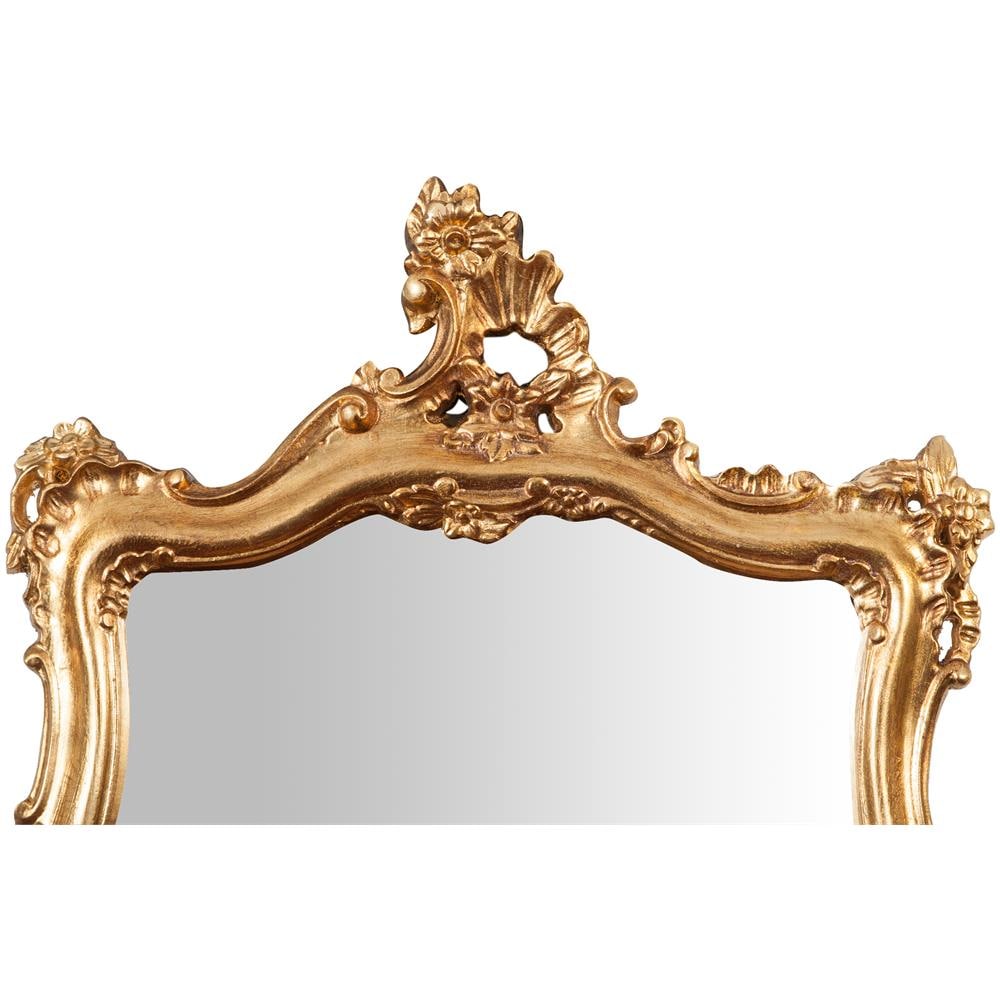 Specchiera Da Parete In Legno Finitura Foglia Oro Anticato Made In Italy L68xpr5,5xh122 Cm - Foto 2