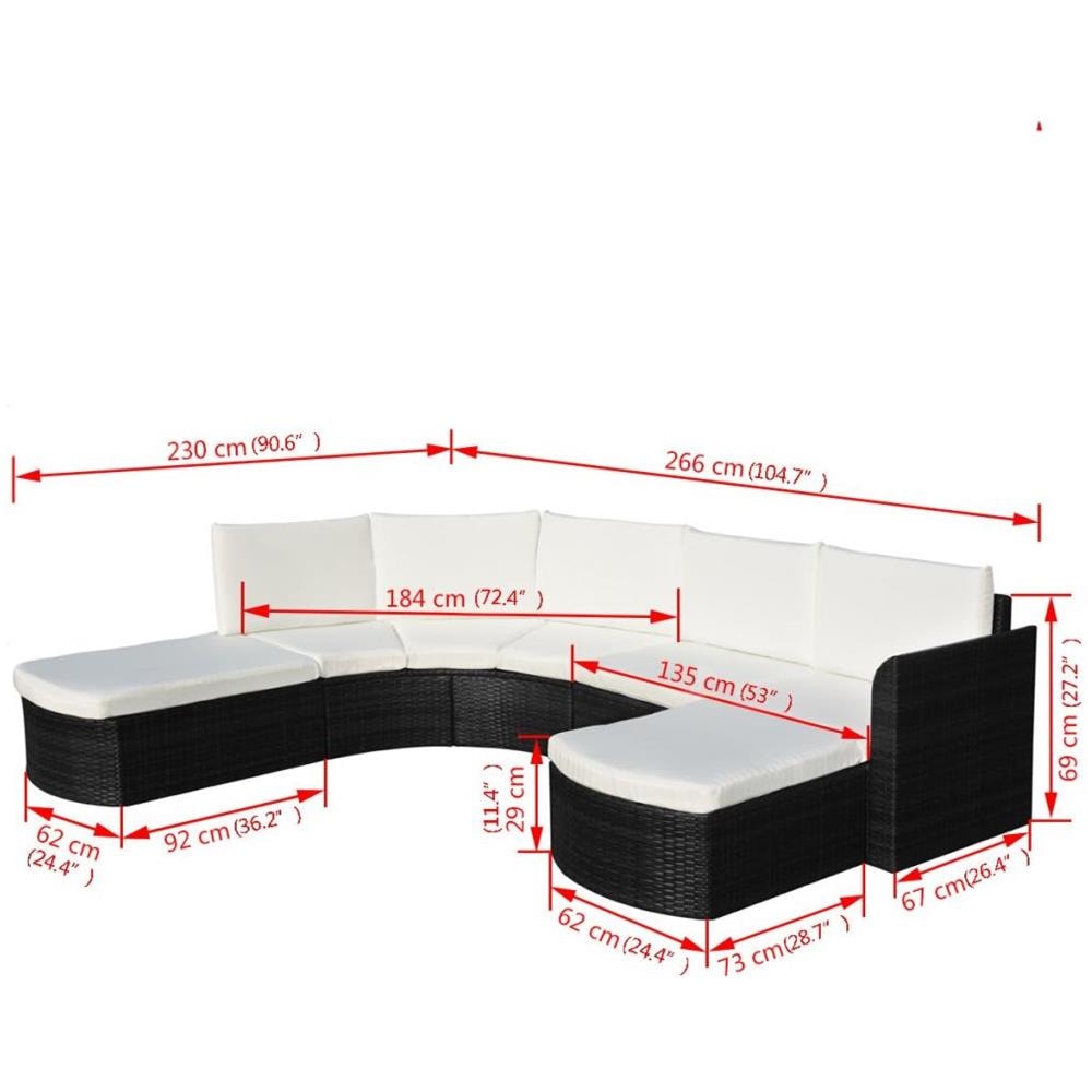 Set Divano Da Giardino 16 Pezzi In Polyrattan Nero - Foto 6