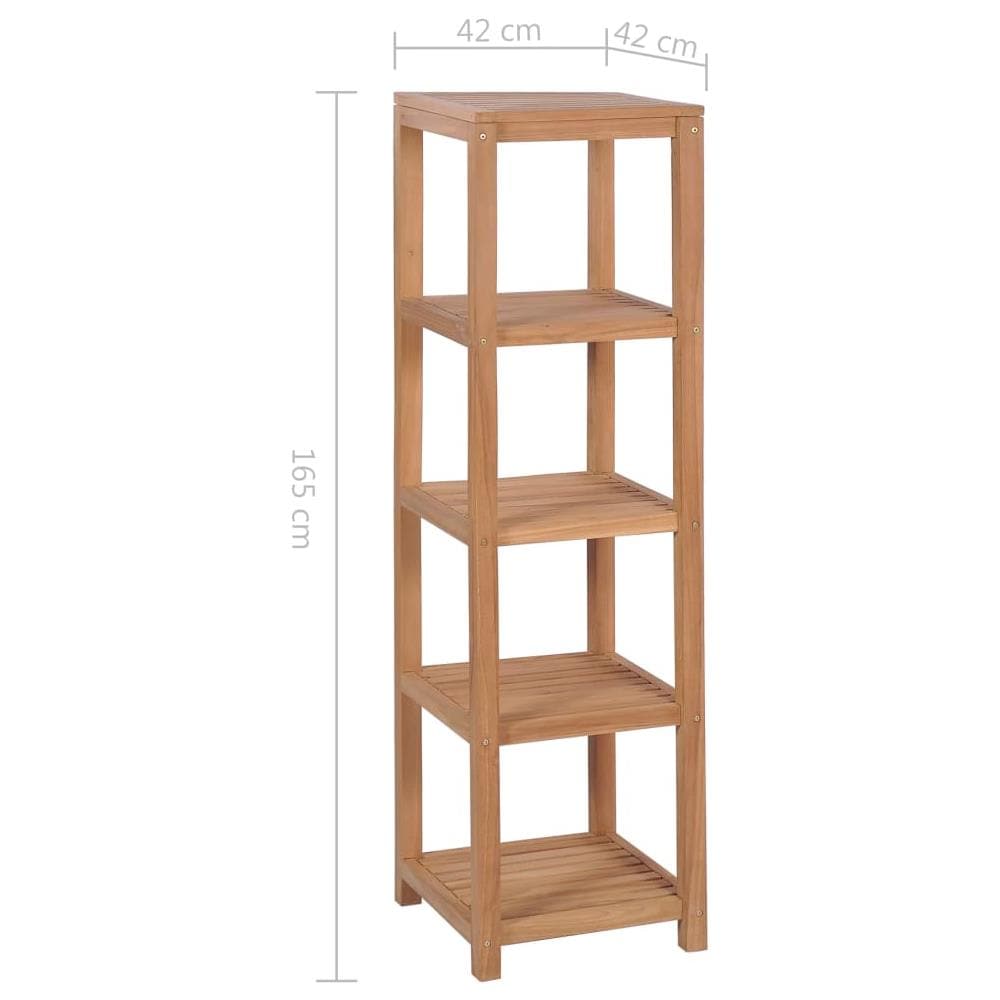 Scaffale Per Bagno A 4 Ripiani In Massello Di Teak 42x42x165cm - Foto 6