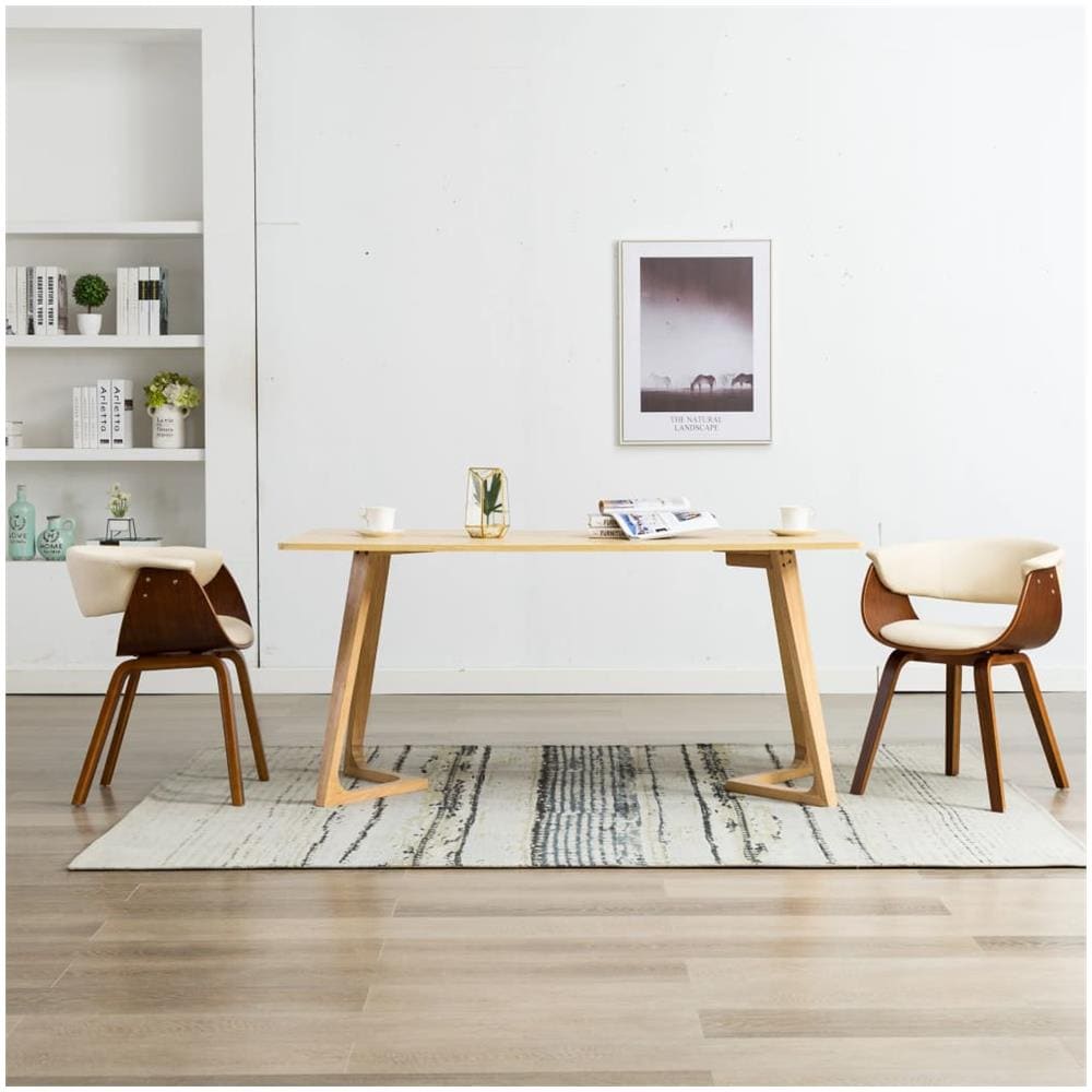 Sedie Da Pranzo 2 Pz Crema In Legno Piegato E Similpelle - Foto 1