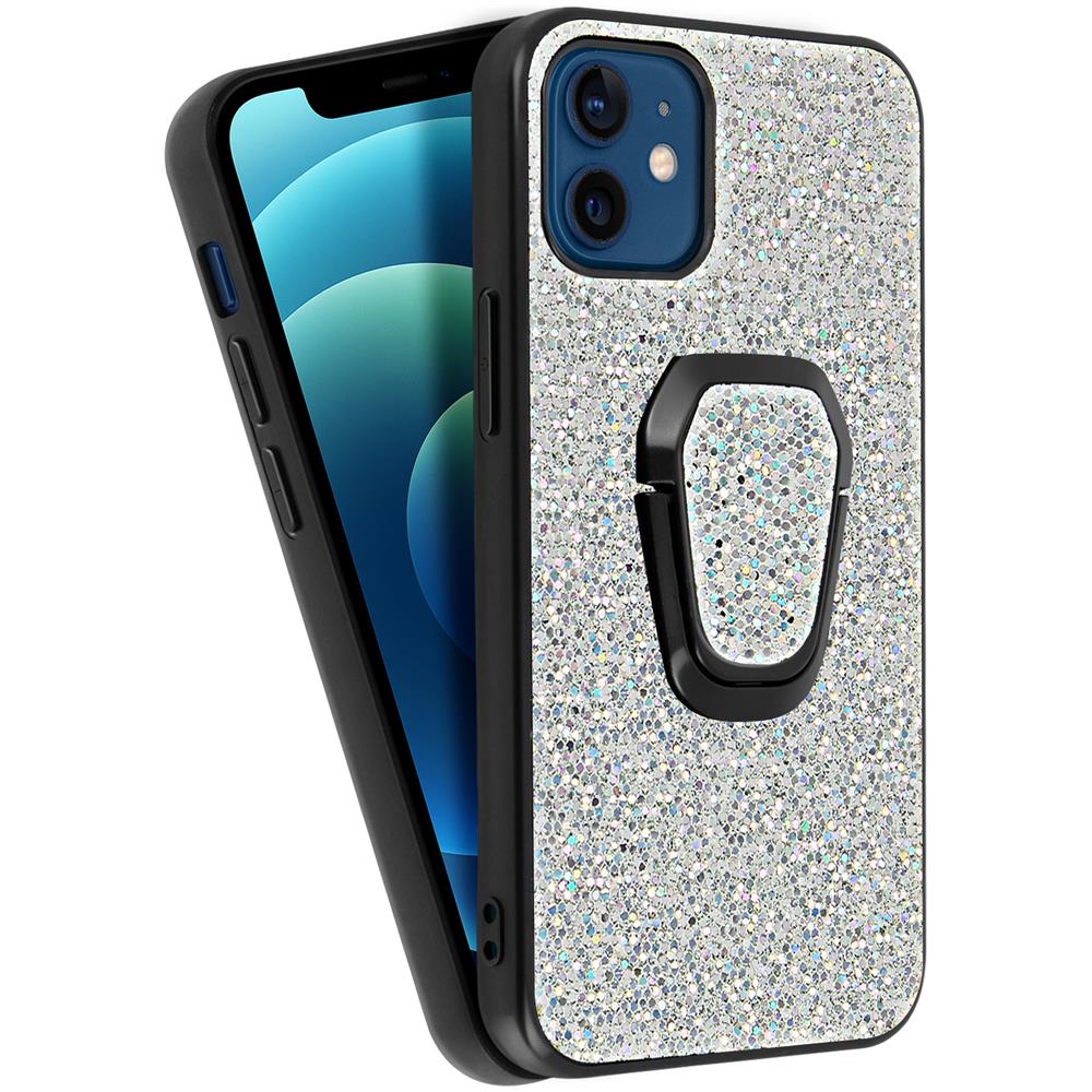 Cover Iphone 12 Mini In Similpelle Anello In Metallo Antiurto Glitter - Foto 5