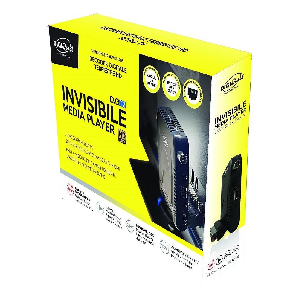 Decoder Digitale Terrestre Invisible DVB-T2 Full HD HDMI / SCART HD con Telecomando - Nero - Foto 4