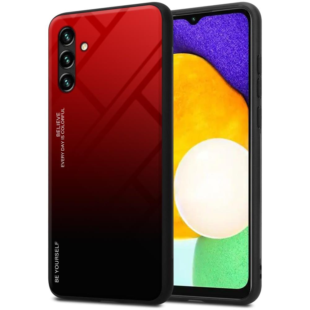 Custodia Compatibile Con Samsung Galaxy A13 5g In Rosso - Nero - Coperchio Protettivo Bicolore In Vetro Temperato E Silicone Tpu - Foto 1