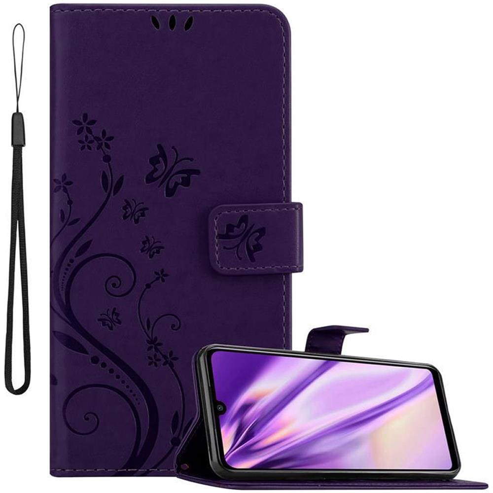 Custodia Compatibile Con Xiaomi Redmi Note 7 In Lilla Scuro Fiore - Coperchio Protettivo In Design Floreale Con Chiusura Magnetica, Funzione Stand E Slot Per Carte - Foto 1