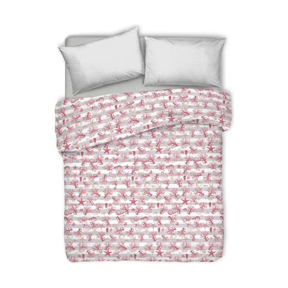 Copriletto Piquet Primavera Estate 100% Cotone Disegno Marina Riga Matrimoniale Rosso - Foto 1