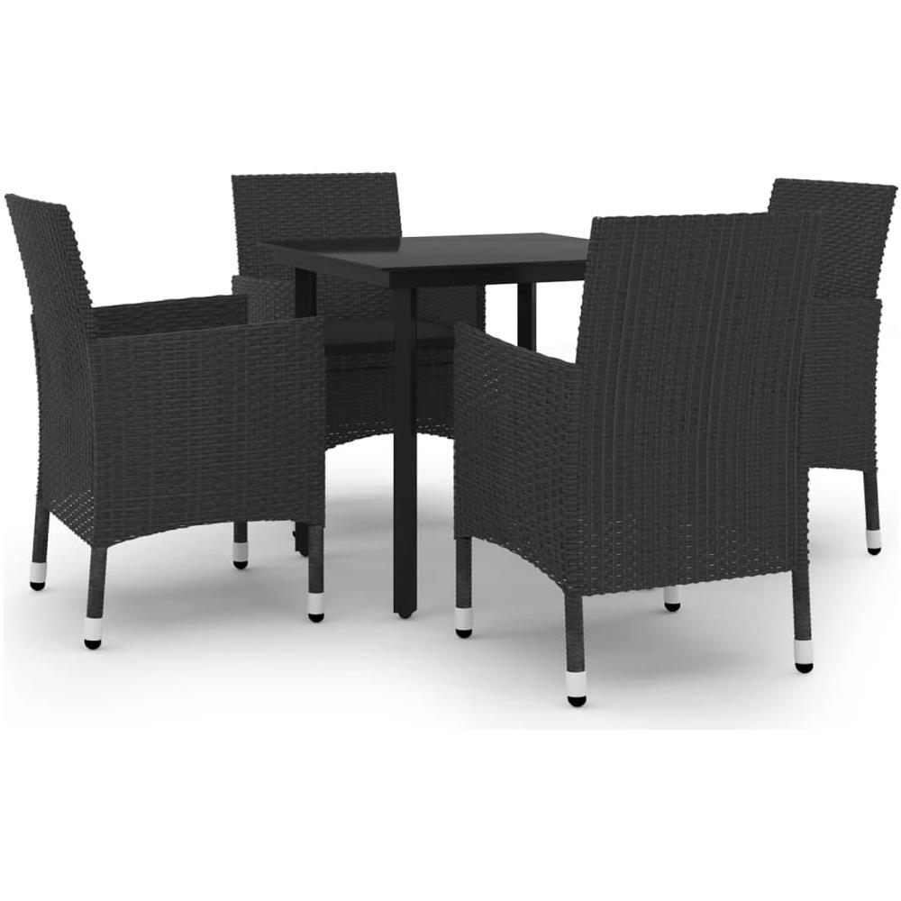 Set Da Pranzo Da Giardino 5 Pz Con Cuscini Polyrattan E Vetro - Foto 2