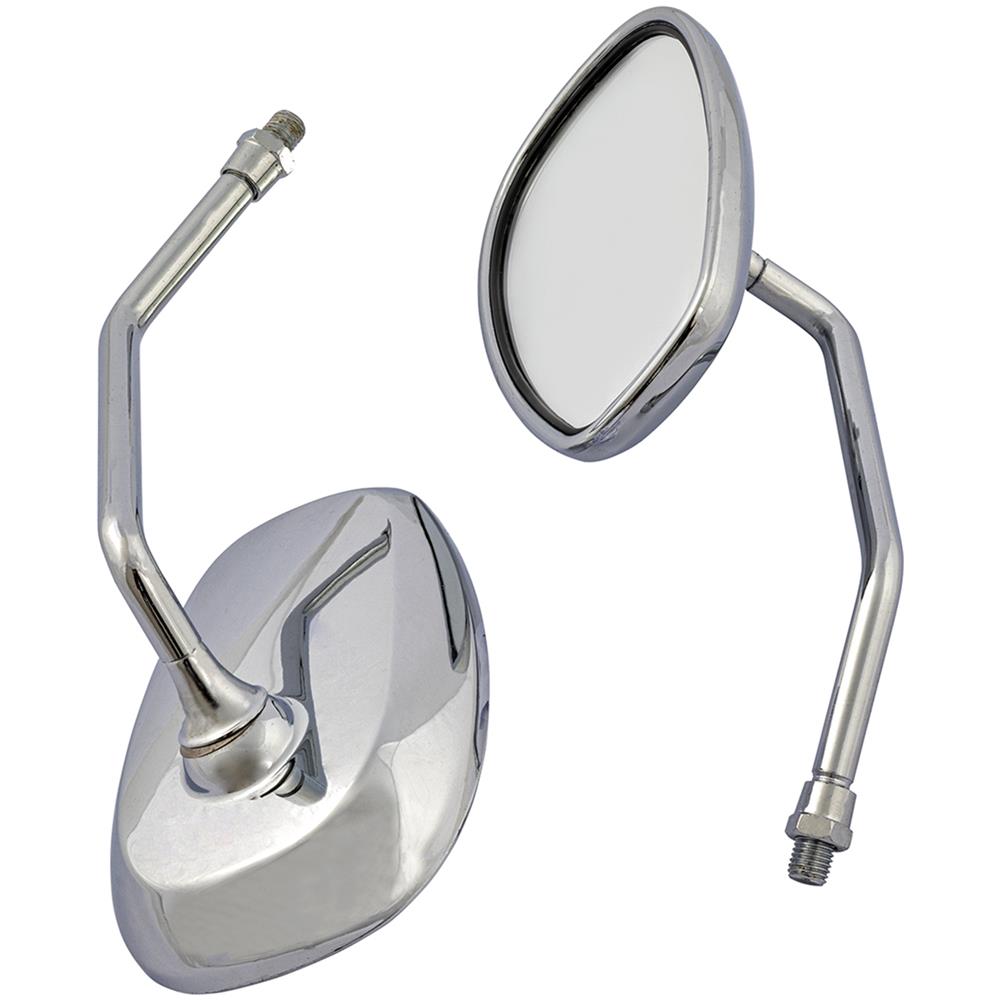 Coppia Specchietti Moto Custom Retrovisori Specchi Cromati Grandi M10 - Foto 1