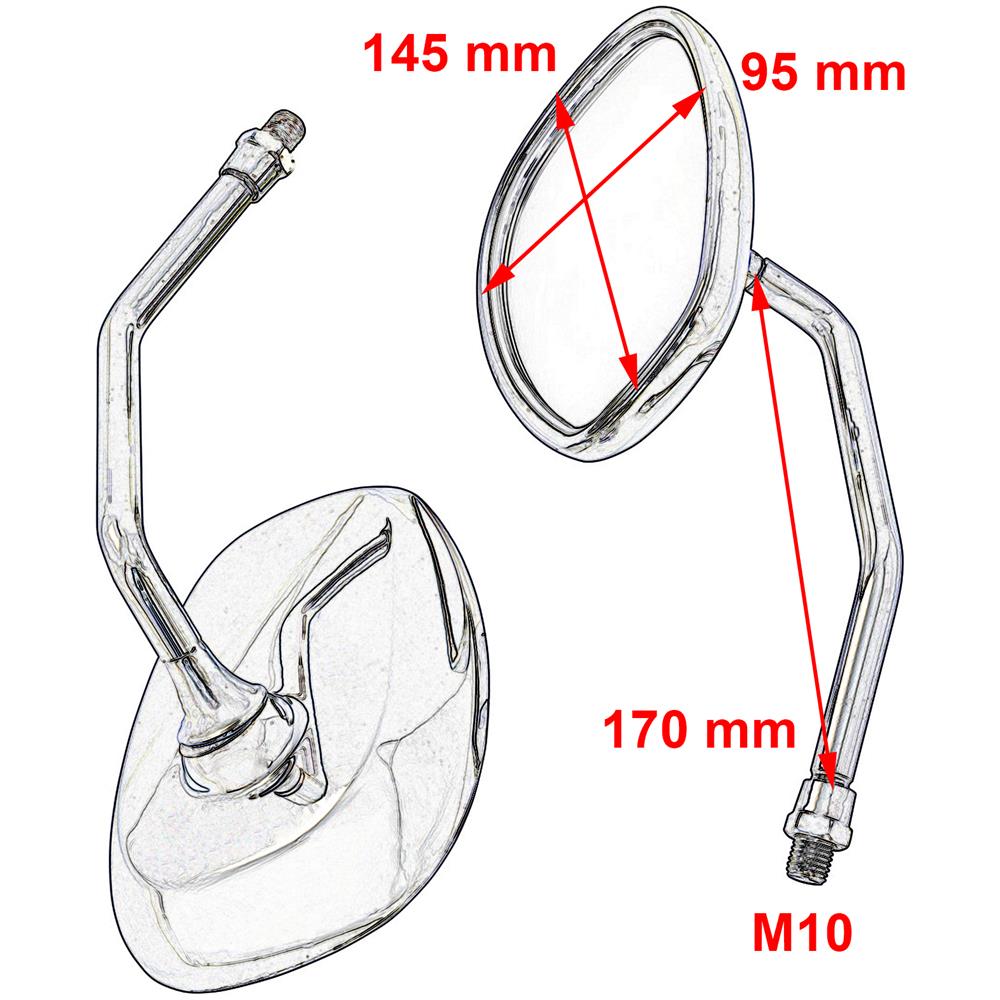 Coppia Specchietti Moto Custom Retrovisori Specchi Cromati Grandi M10 - Foto 4