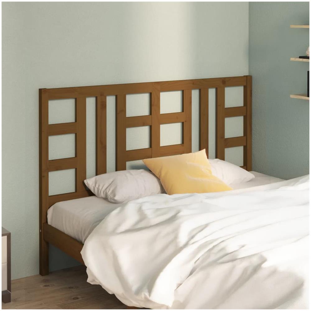 Testiera Per Letto Marrone Miele 146x4x100 Cm In Pino Massello - Foto 1