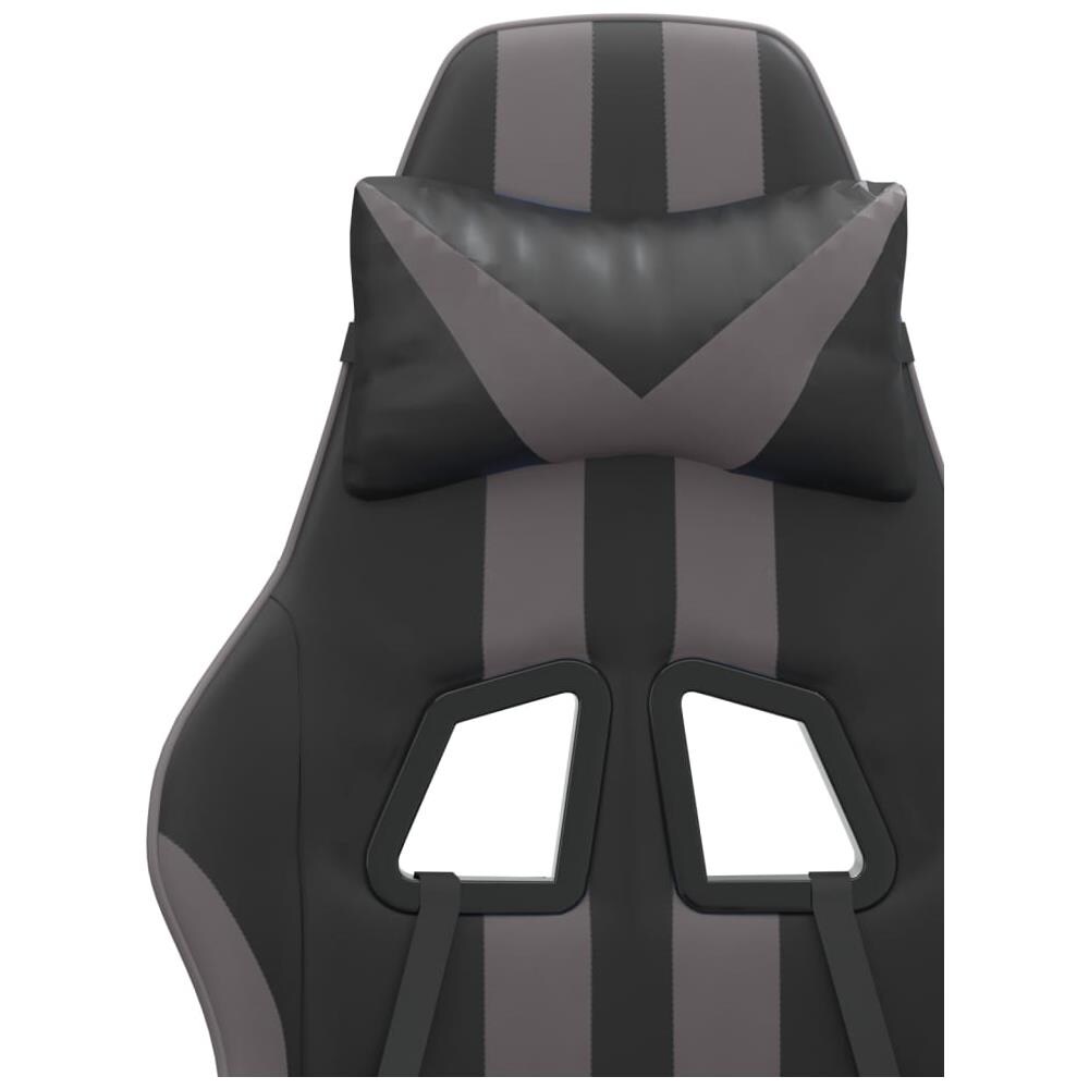 Sedia da Gaming Girevole Poggiapiedi Nero e Grigio Similpelle - Foto 10