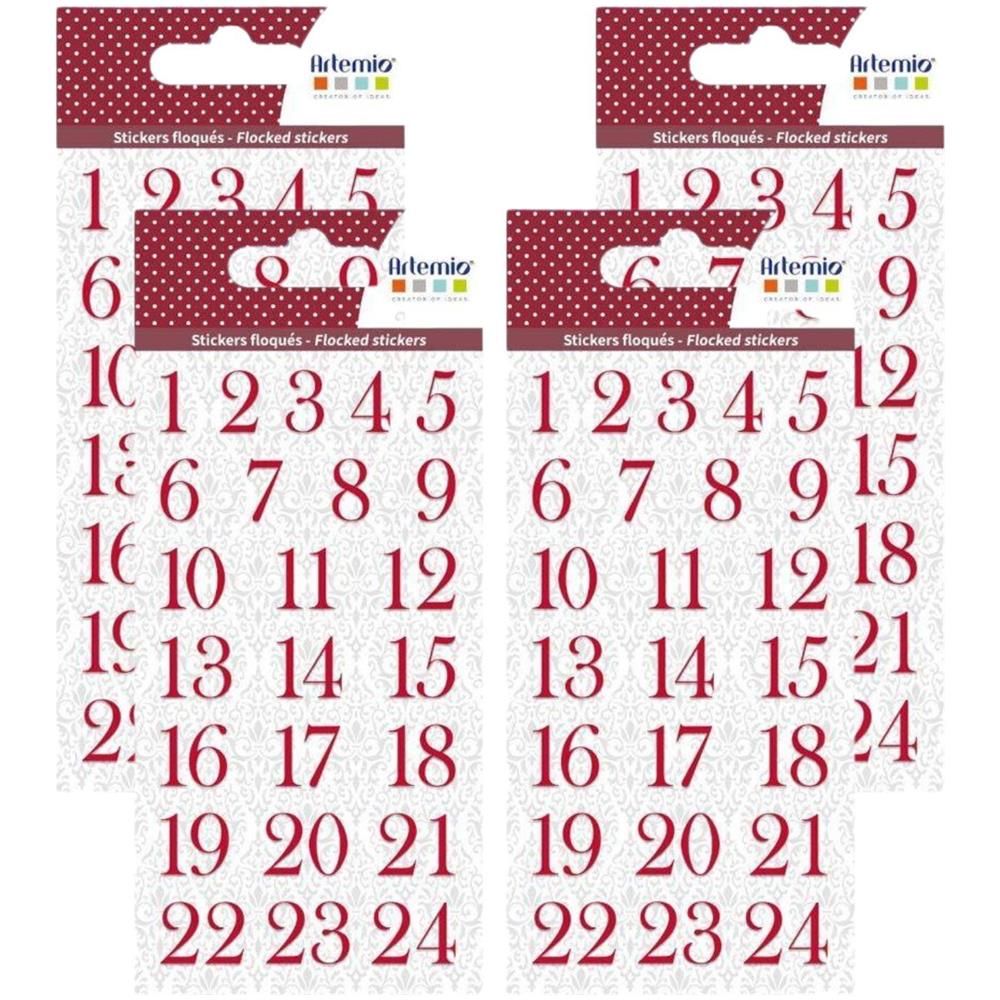 96 Numeri Adesivi Floccati Rossi Per Calendario Dell'avvento - Barok - Foto 1