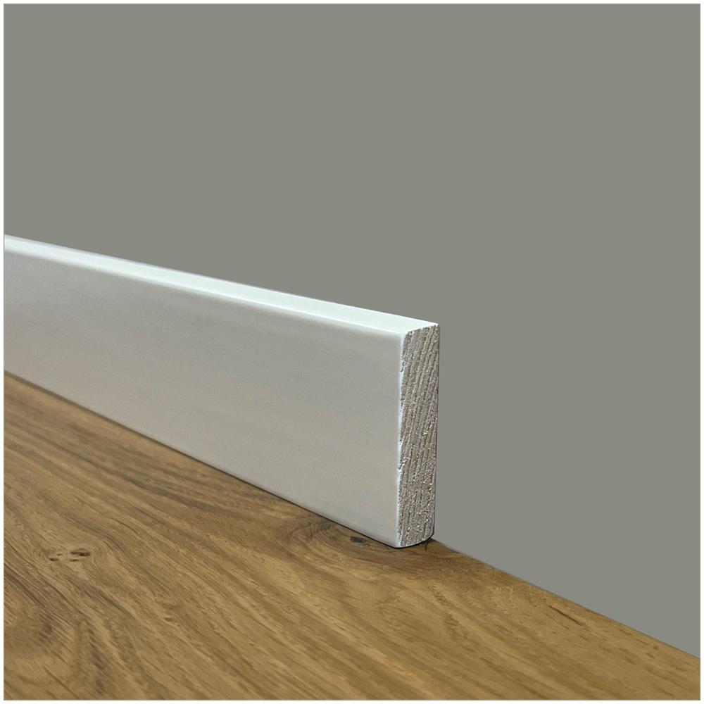 100 Metri Lineari Di Battiscopa Premium In Legno Massello Quadro 43x9mm Laccato Bianco Liscio - Foto 1