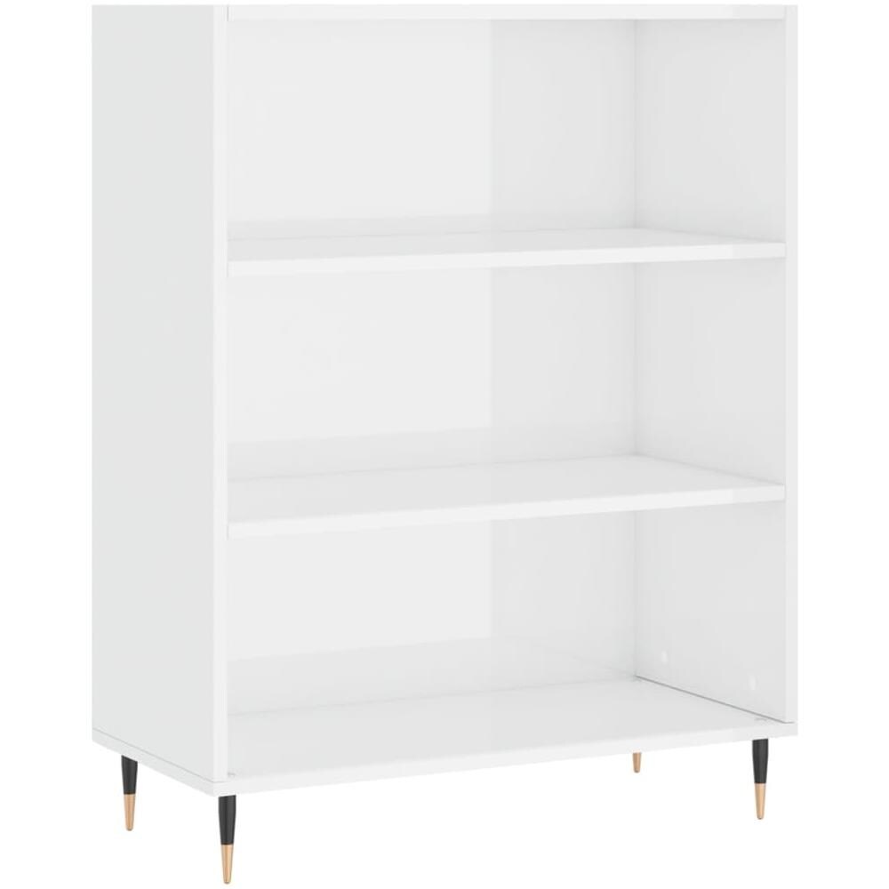 Libreria Bianco Lucido 69,5x32,5x90 Cm In Legno Multistrato - Foto 2