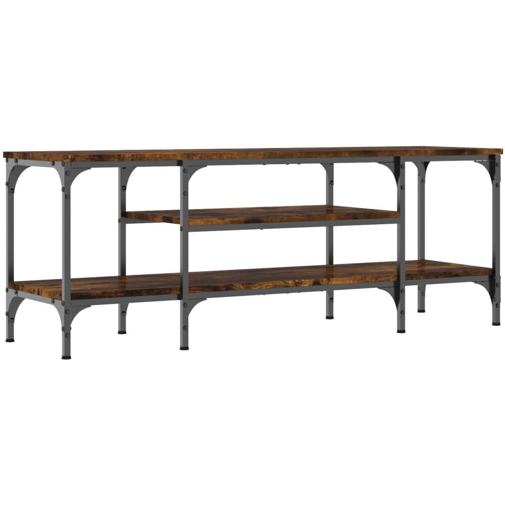 Mobile Tv Rovere Fumo 121x35x45 Cm In Legno Multistrato E Ferro - Foto 2