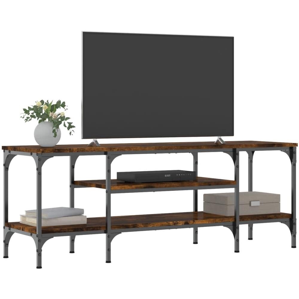 Mobile Tv Rovere Fumo 121x35x45 Cm In Legno Multistrato E Ferro - Foto 3