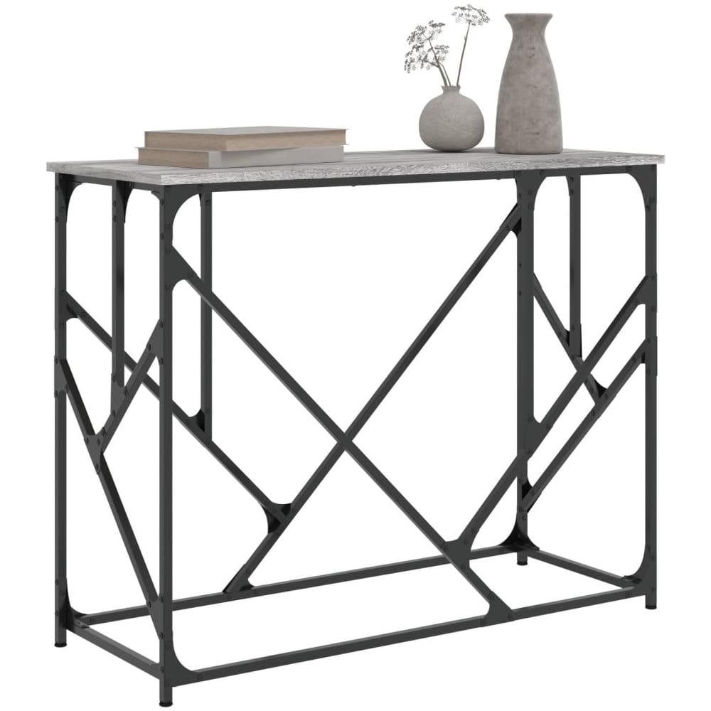 Tavolo Consolle Grigio Sonoma 100x40x80 Cm In Legno Multistrato - Foto 3
