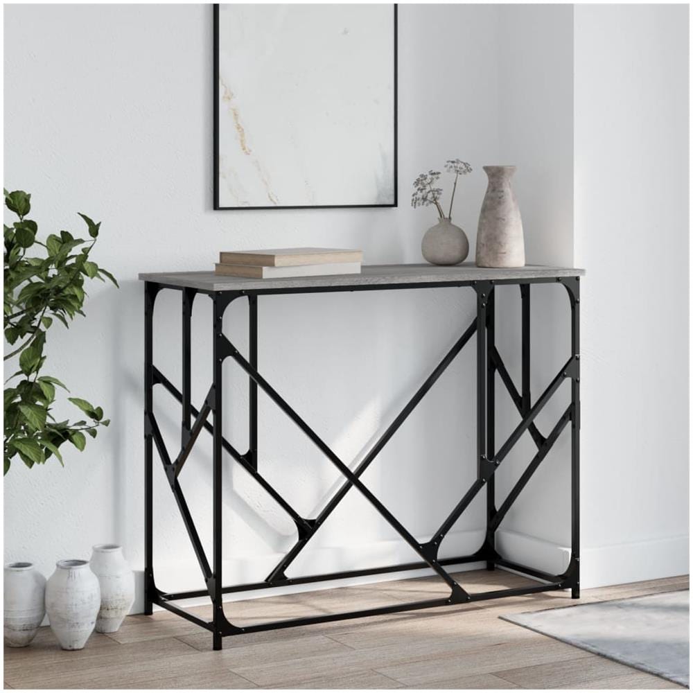Tavolo Consolle Grigio Sonoma 100x40x80 Cm In Legno Multistrato - Foto 1