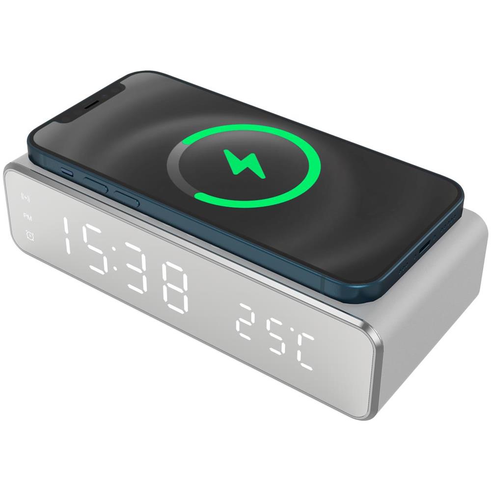 Sveglia con Ricarica Wireless Smartphone 15W Siver - Foto 1