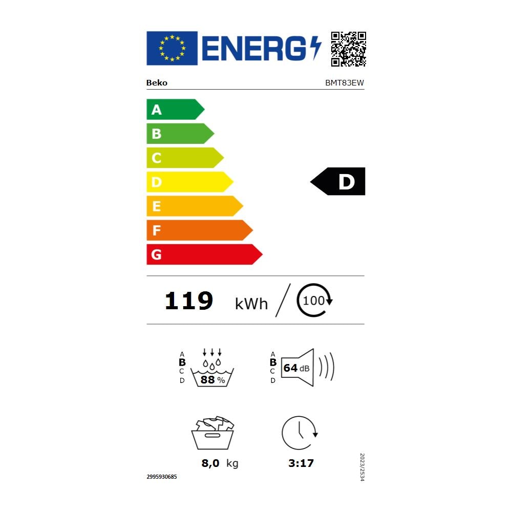 BMT83EW Asciugatrice 8kg, Classe D, Linea Estetica NX, motore asincrono, Display digitale, colore Bianco, oblò Bianco - Foto 2