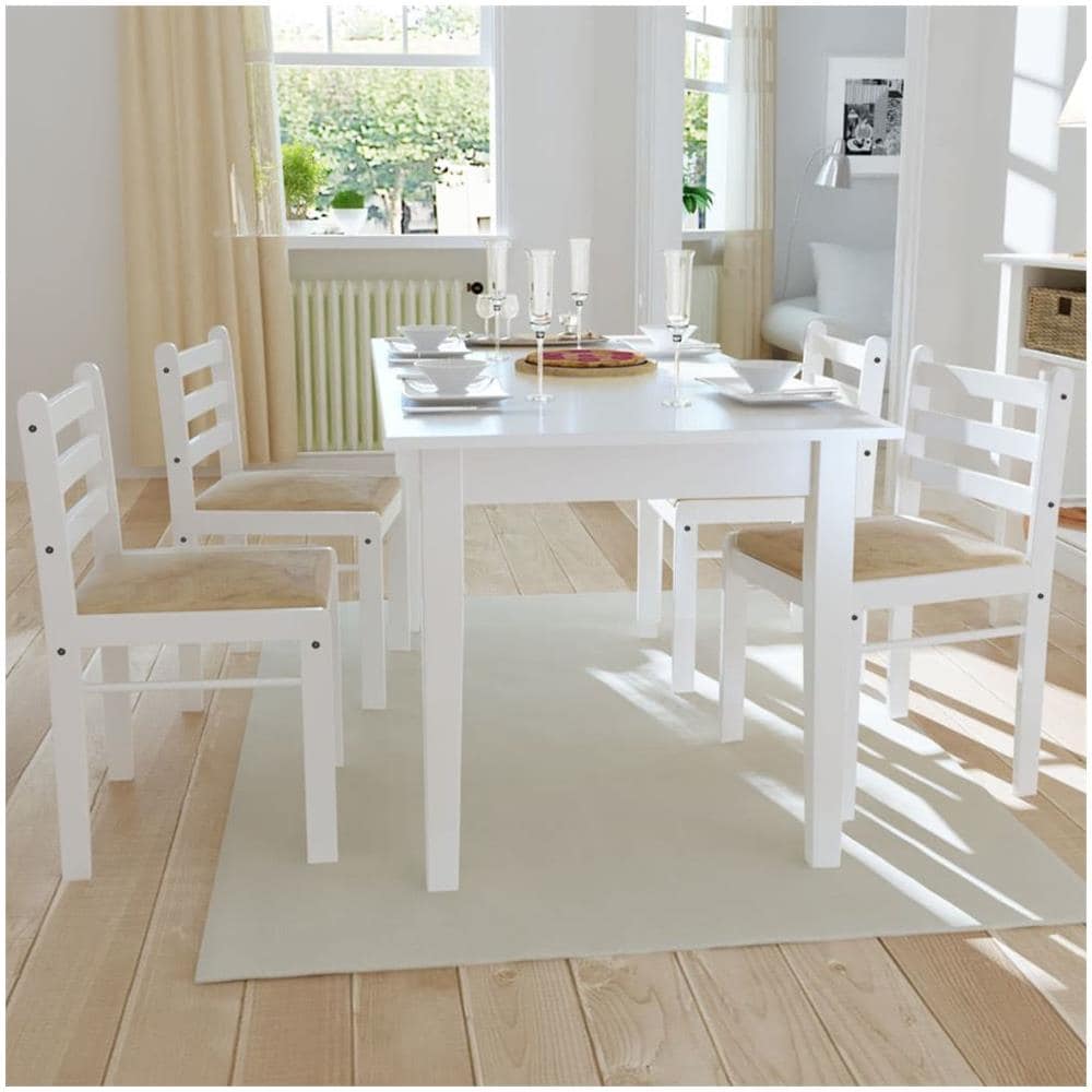 Set 4 Pz Sedia Da Tavola Quadrata In Legno Bianca - Foto 2