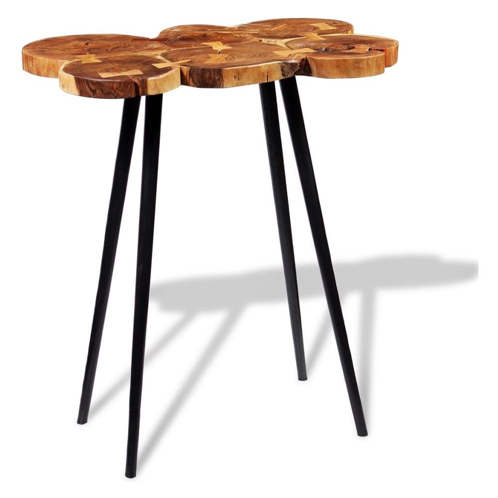 Tavolo A Tronco Legno Massello Di Acacia 90x60x110 Cm - Foto 2