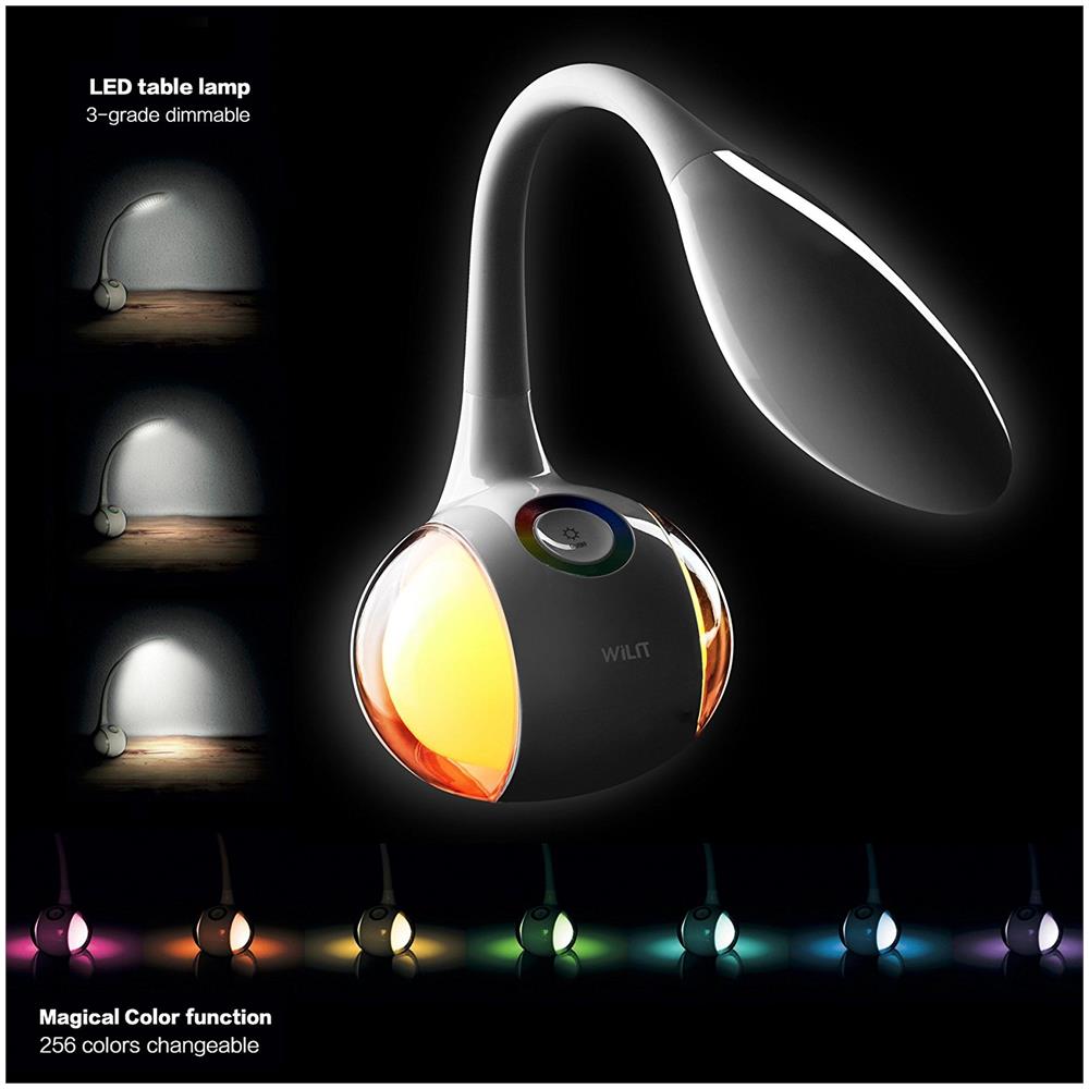 T3 Lampada Da Scrivania Led Luce Multicolore Regolabile Rgb 3 Livelli Dimmerabili Lampada Da Tavolo Con A Collo D'oca Controllo Tattile 5w Bianca - Foto 2