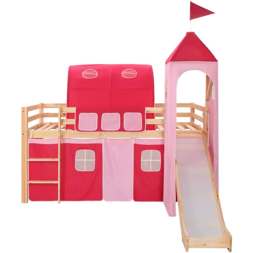 Letto A Castello Per Bambini Scivolo E Scala In Pino 97x208cm - Foto 2